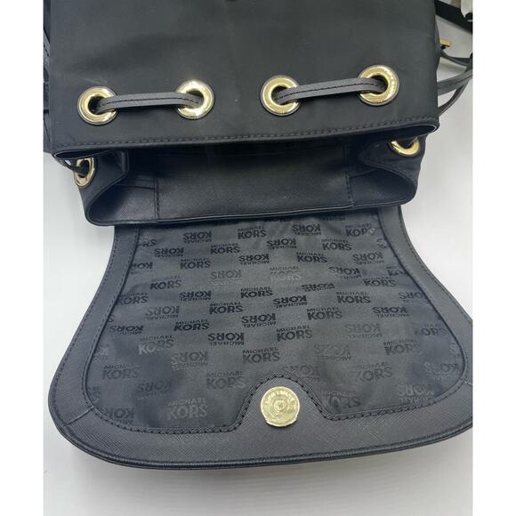 MICHAEL KORS Bedford Zip Gold
Studded BLACK Nylon Leather Large
Backpack - Picture 12 of 16